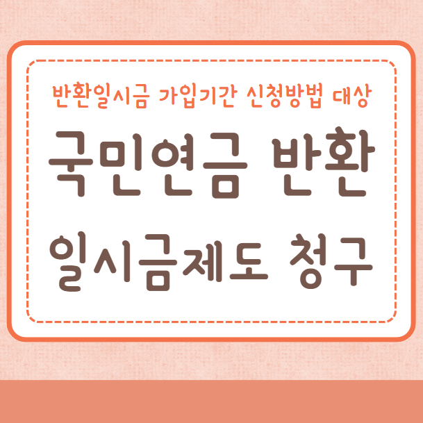 국민연금 반환일시금제도