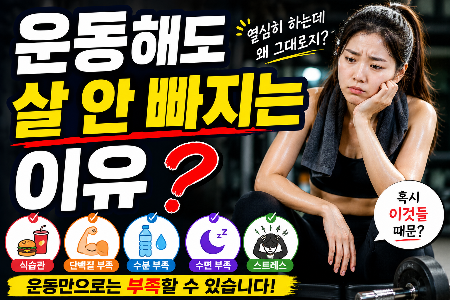 운동하는데 살이 안 빠지는 원인 다이어트 일러스트