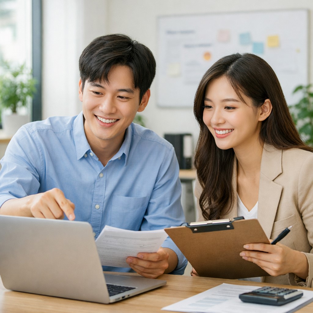 사무실에서 협력적인 순간 이미지