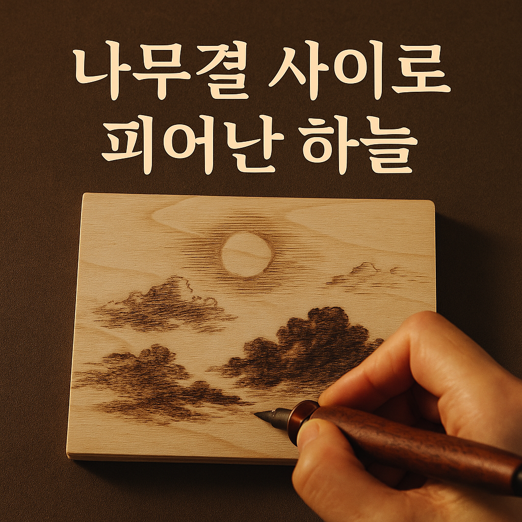 나무결 사이로 피어난 하늘