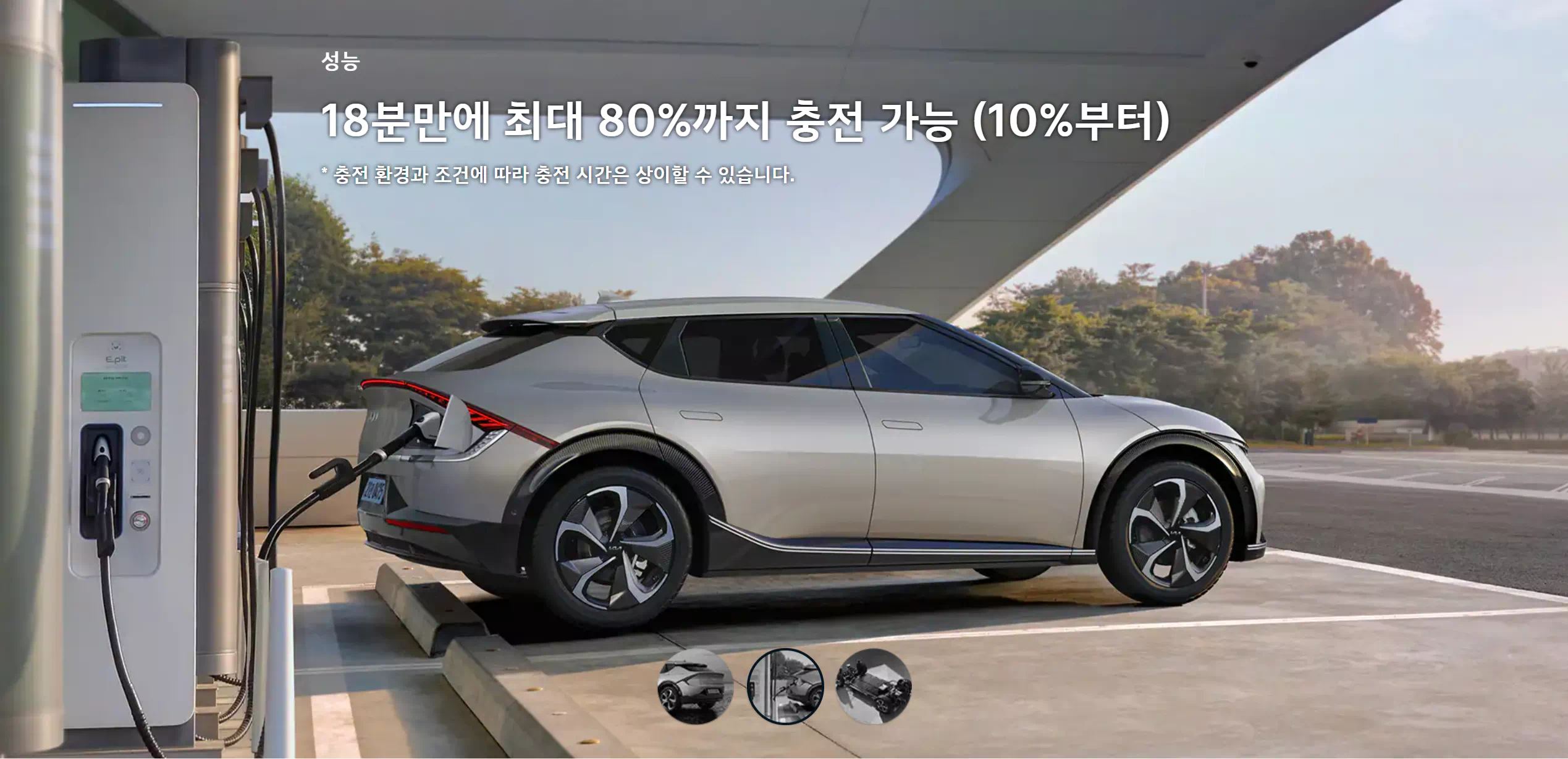 기아 EV6는 초급속 충전에 대응된 전기차입니다. (이미지는 기아차 홈페이지를 캡처해 가져왔습니다.)