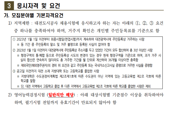 대전도시공사 채용 요건