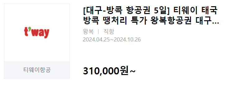 인터파크 땡처리 항공권