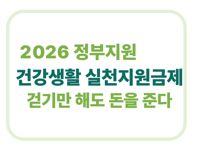 2026 정부지원 건강생활 실천지원금제 걷기만해도 돈을 준다에 관한 표어 이미지
