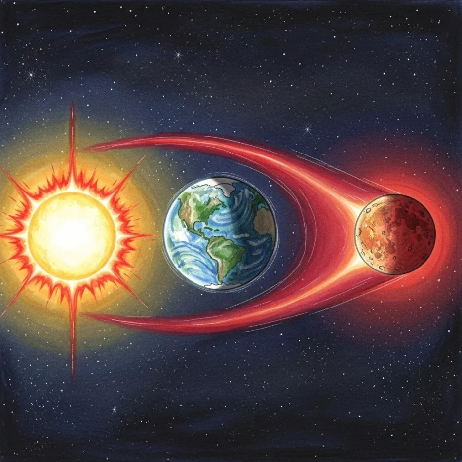 태양, 지구, 달의 정렬과 빛의 굴절