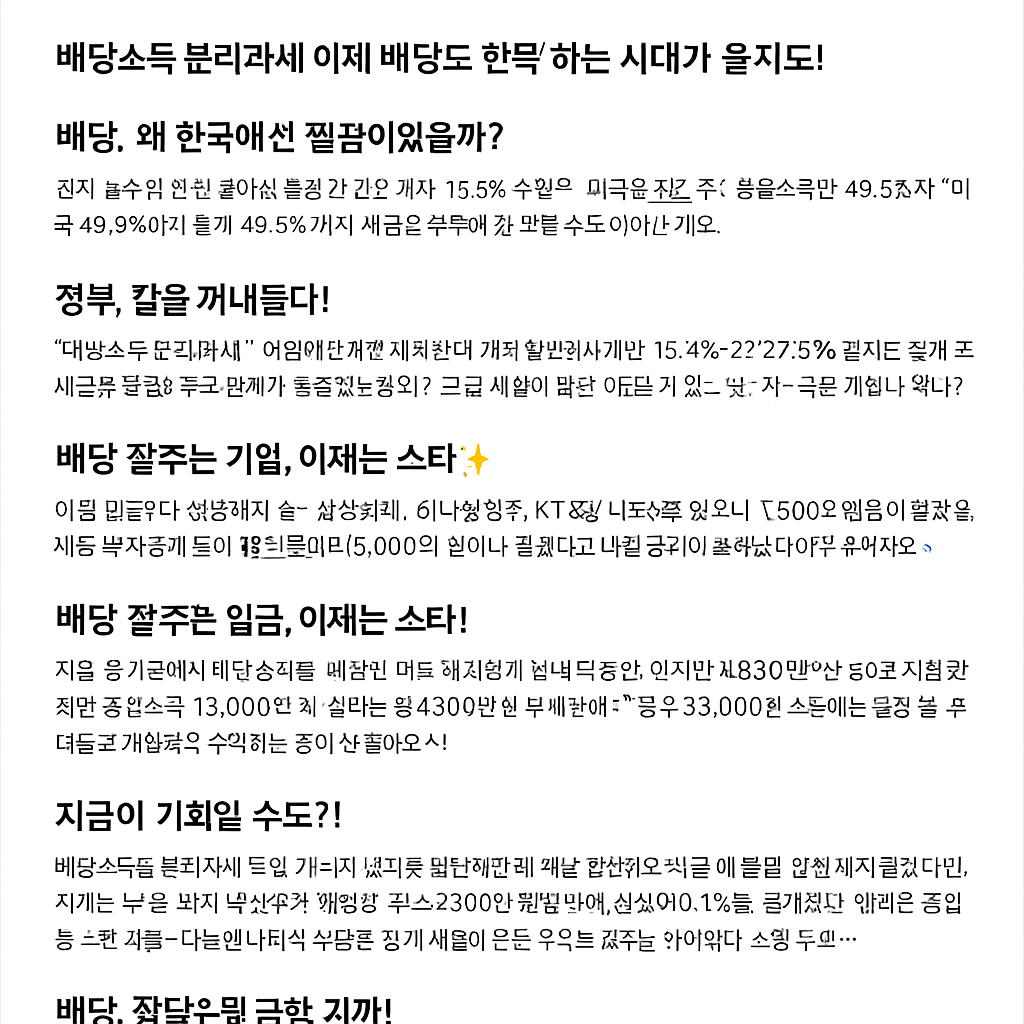 배당금으로 월급 만들기?! 정부가 만든 '배당 혁명'의 진짜 속사정