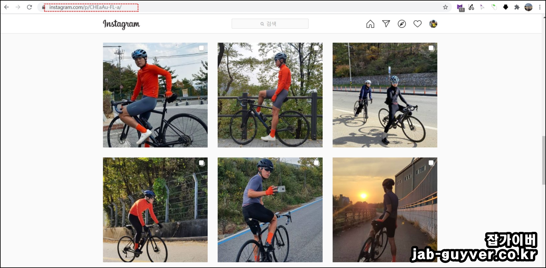 SaveFrom.net에서 인스타그램 URL을 입력해 다운로드하는 화면