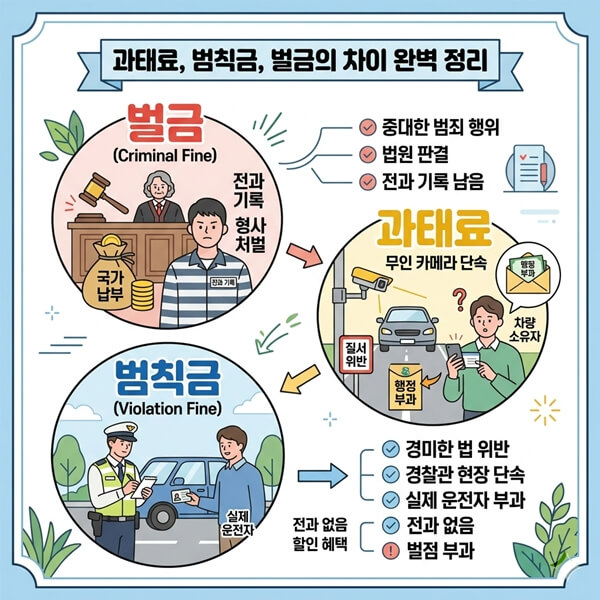 과태료, 범칙금, 벌금의 차이 완벽 정리
