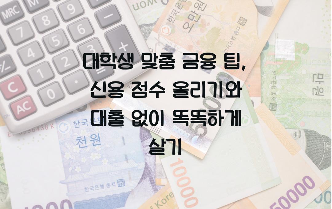 대학생 맞춤 금융 팁: 신용 점수 올리기 vs 대출 없이 생활하기