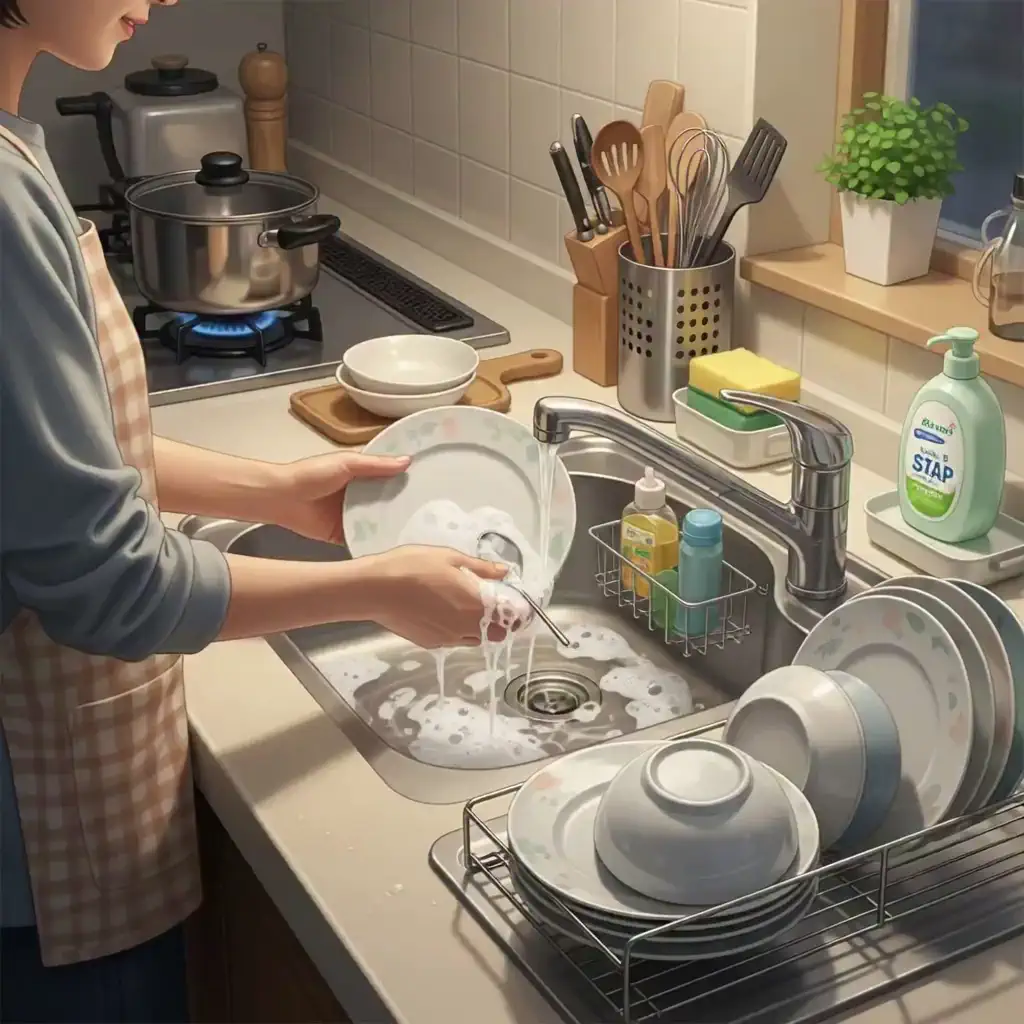 설거지 직후 싱크대 정리