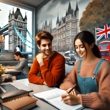 영국 런던에서 어학연수하는 모습