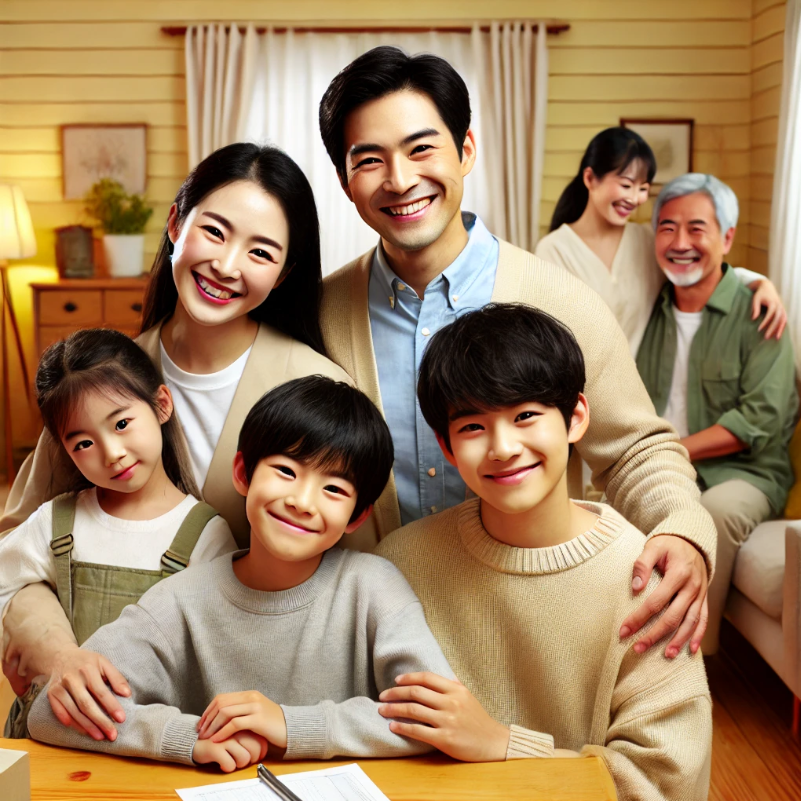 따뜻하고 아늑한 공공임대주택에서 행복한 시간을 보내는 가족의 모습