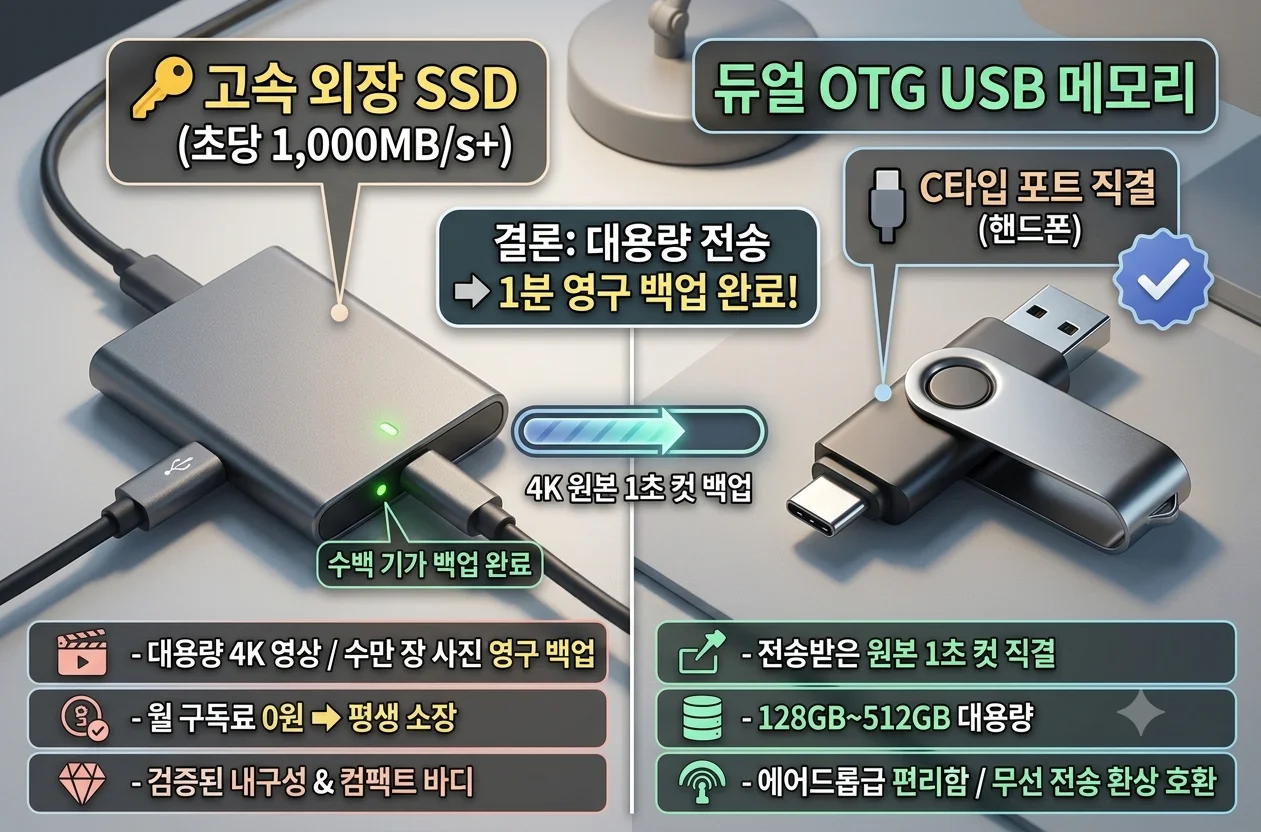 스마트폰 대용량 사진 및 4K 동영상 영구 백업을 위한 고속 외장 SSD 추천