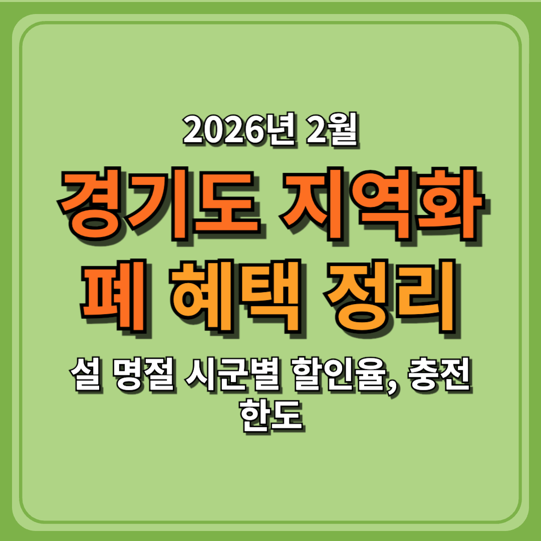 2월 경기도 지역화폐 혜택 정리, 설 명절 시군별 할인율, 충전 한도