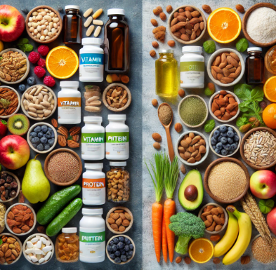 건강기능식품과 자연식품 비교 사진