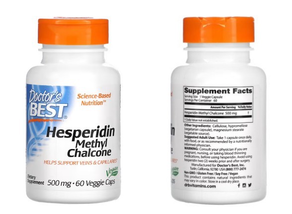 Doctor's Best, 헤스페리딘, 메틸 칼콘, 500 mg, 60 베지 캡슐
