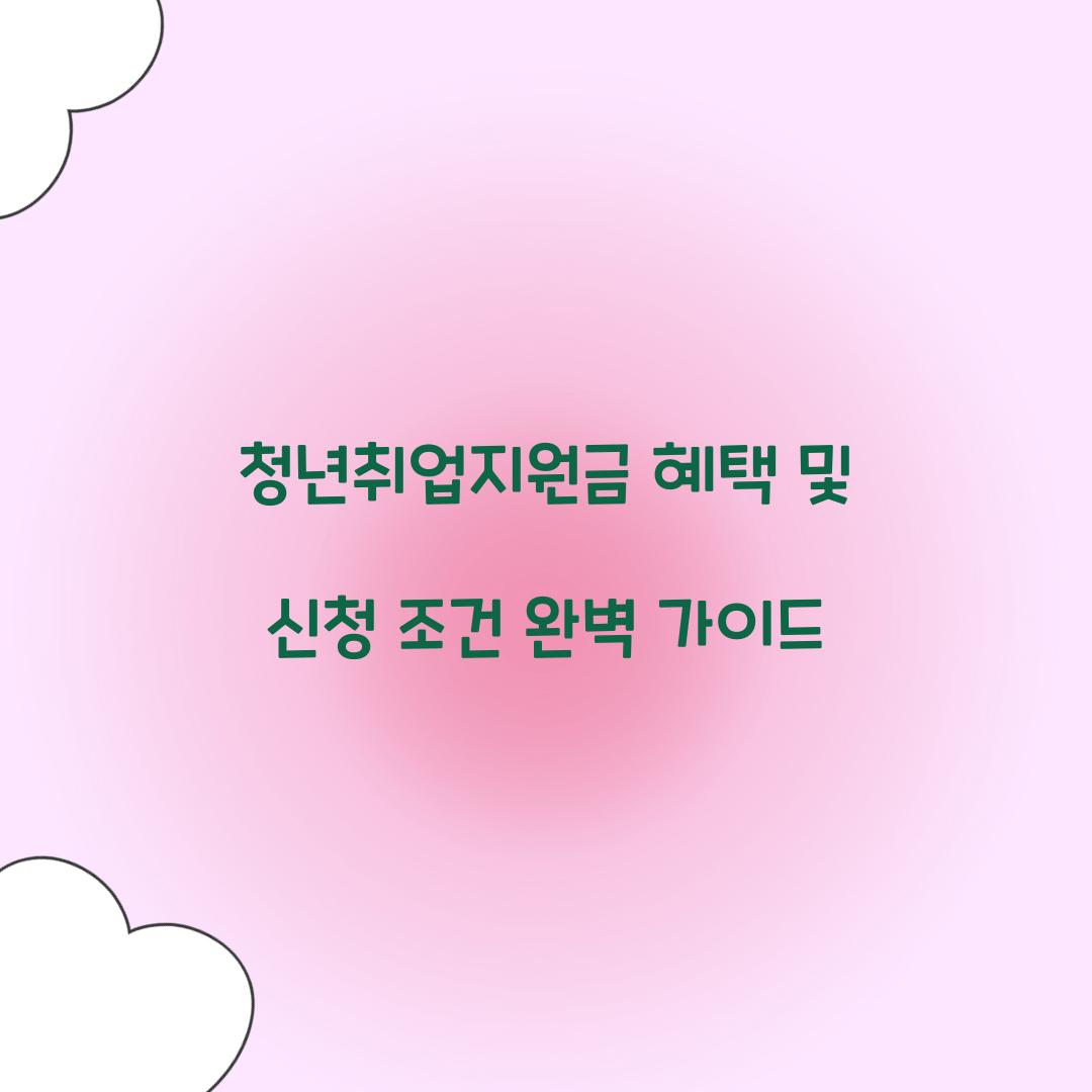 청년취업지원금 혜택