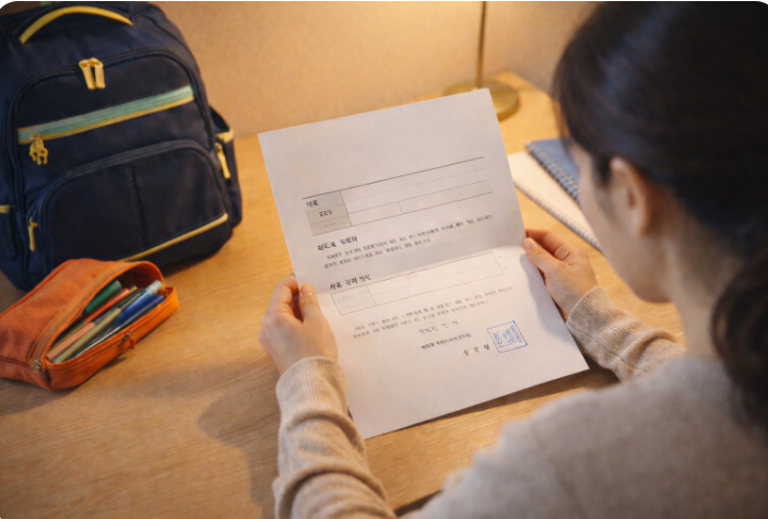 2026년 취학통지서를 확인하는 학부모 모습