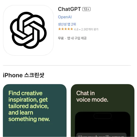 애플 iOS용 챗GPT 모바일 앱