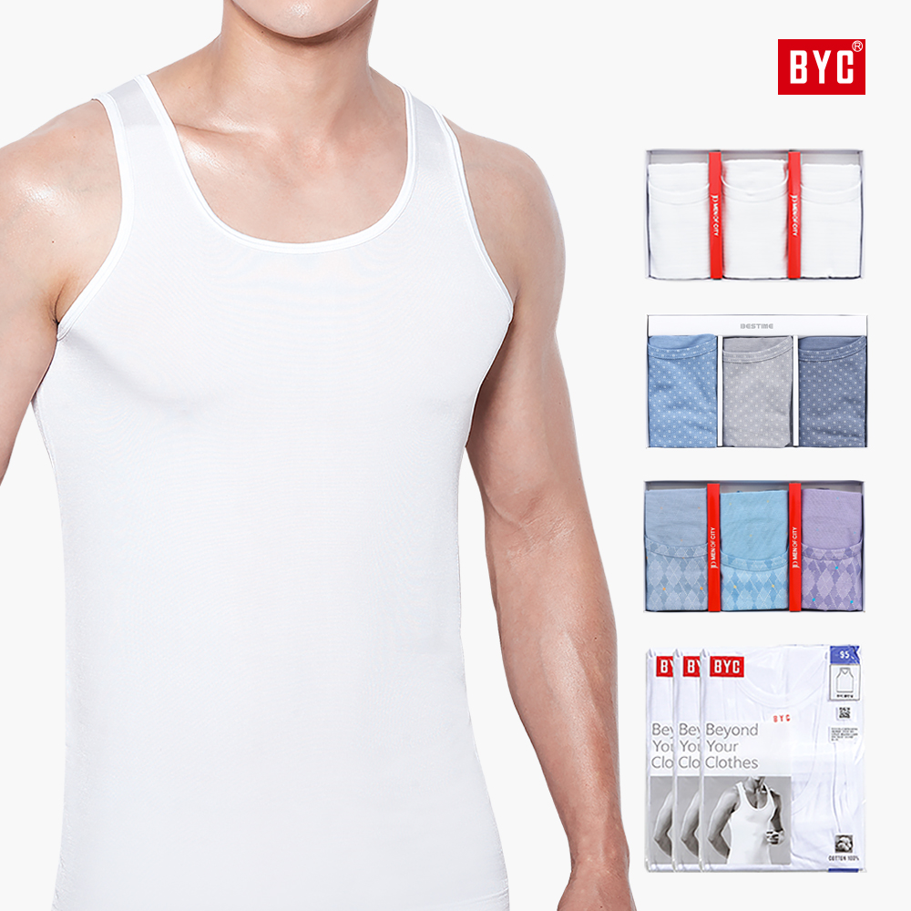 BYC 남성 런닝 셔츠 6매 세트 순면 텐셀 남자런닝 메리야스