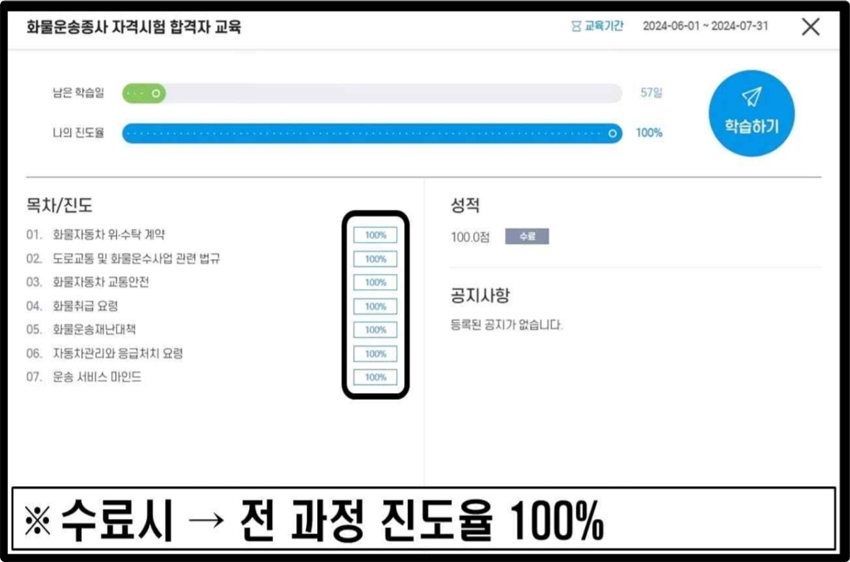 화물 합격자교육 신청방법