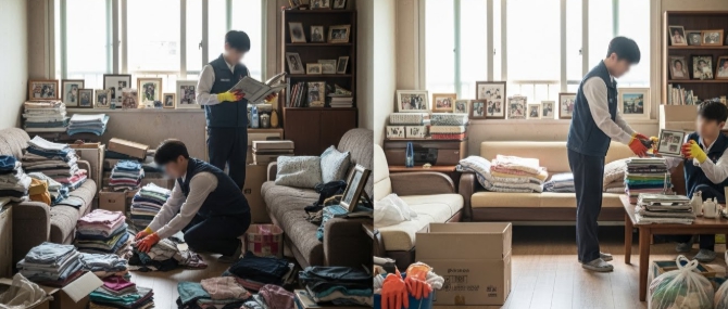 홍성 고독사청소 및 정리중