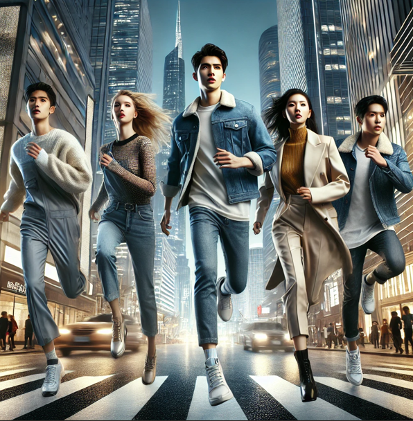 한국 드라마. 도시를 배경으로 달리고 있는 다섯명의 주인공들