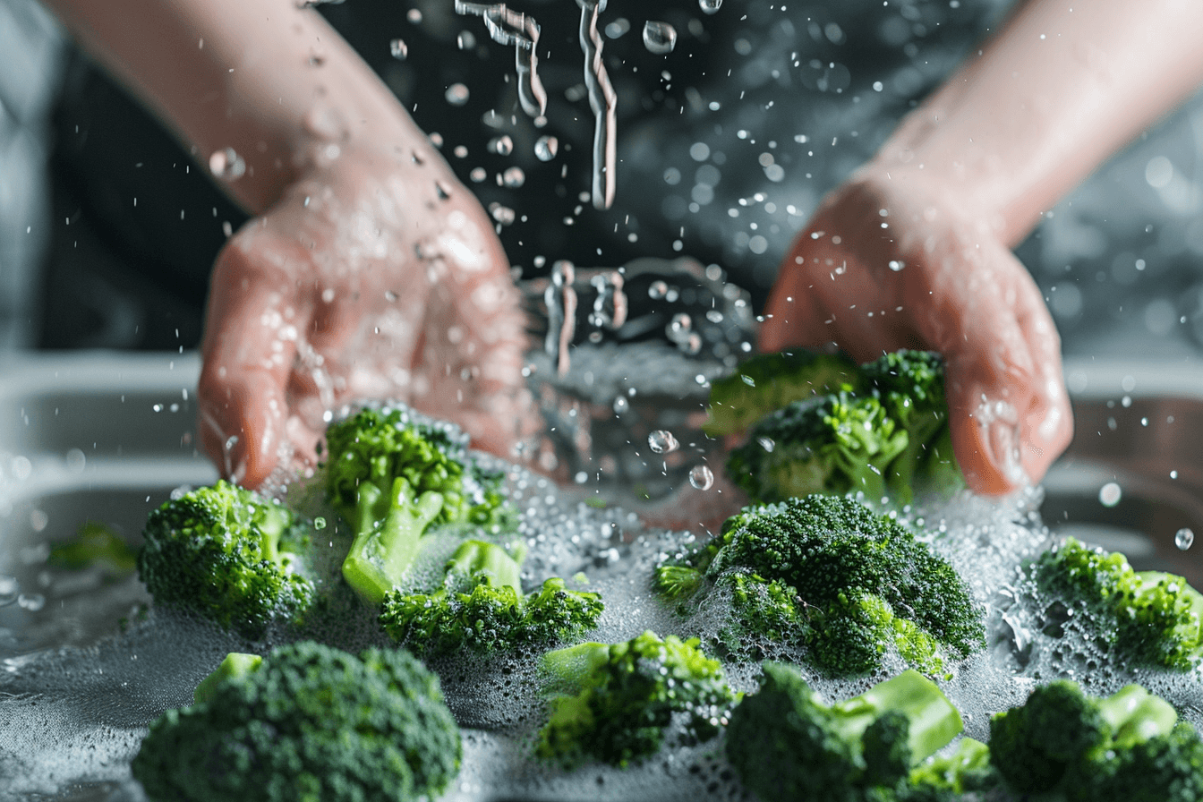 브로콜리를-세척중인-모습