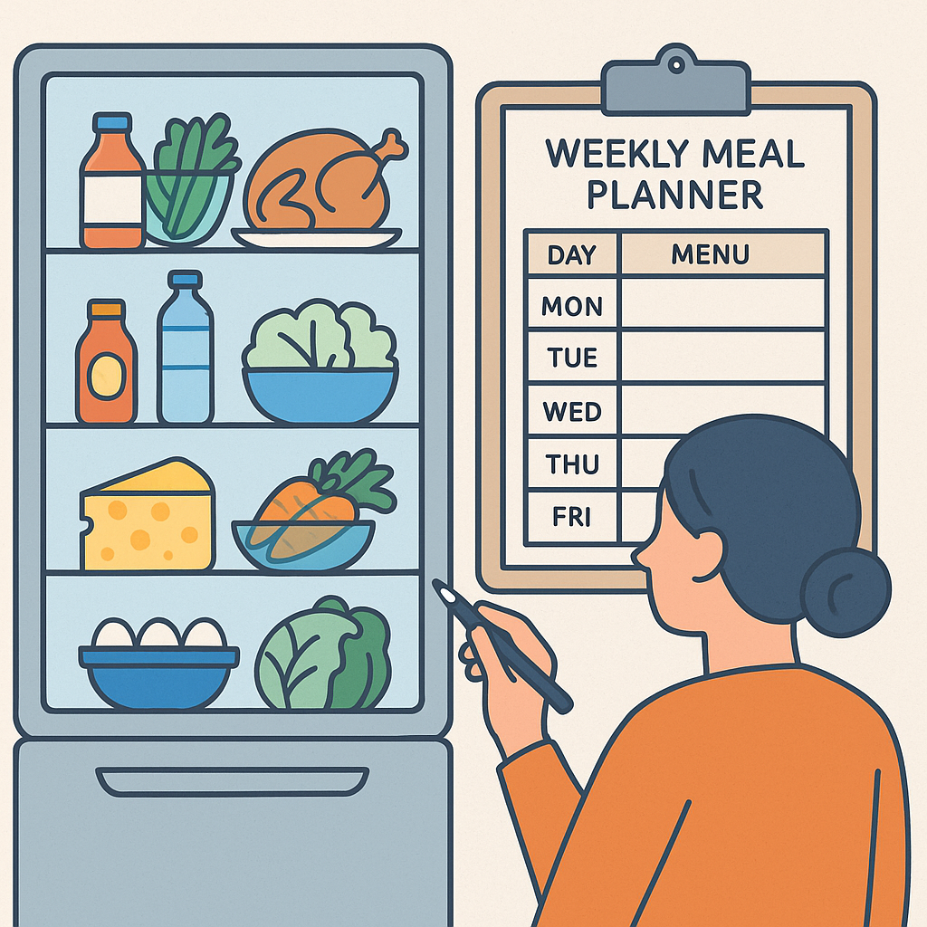 식비 절약을 위한 냉장고 점검과 주간 식단표 작성