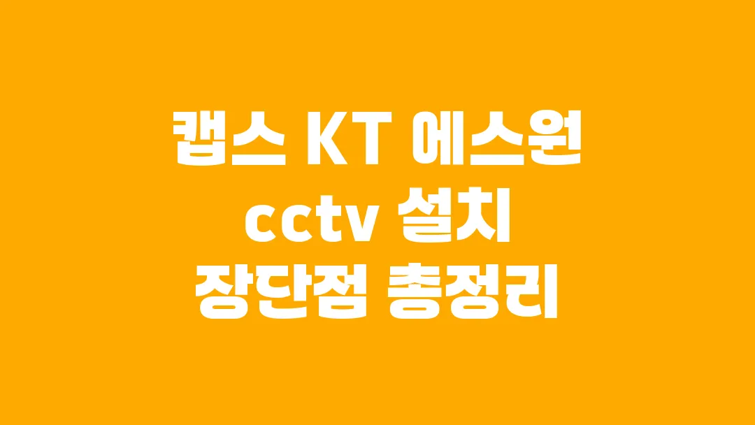 캡스 KT 에스원 cctv 설치 장단점 총정리