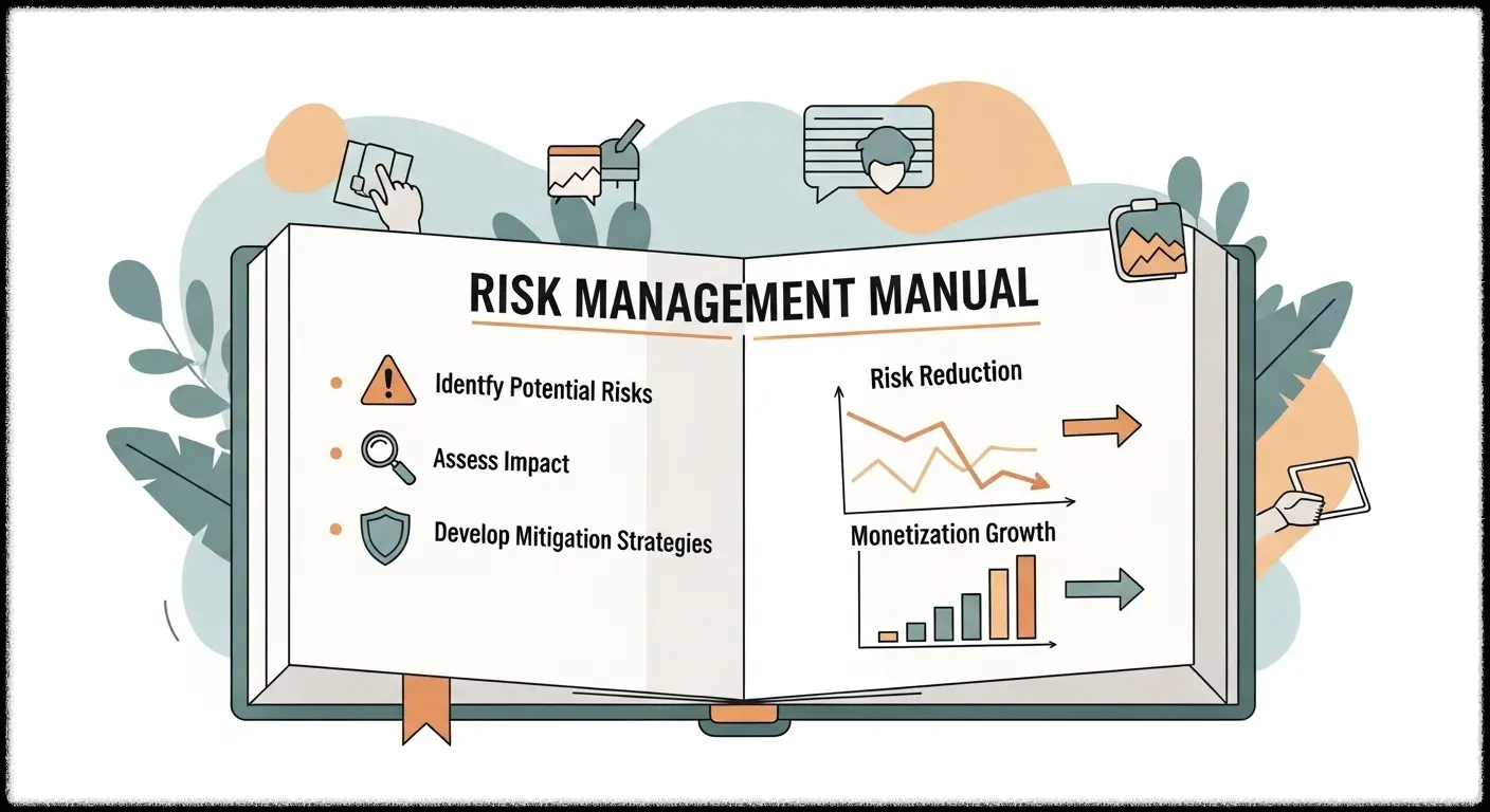 <img src="social_media_monetization_risk_management_growth.webp" alt="SNS 수익화가 리스크 관리 매뉴얼과 매트릭스를 통해 불확실성을 줄이고 지속 가능한 성장을 보장하는 전략적 과정을 표현한 이미지 입니다">