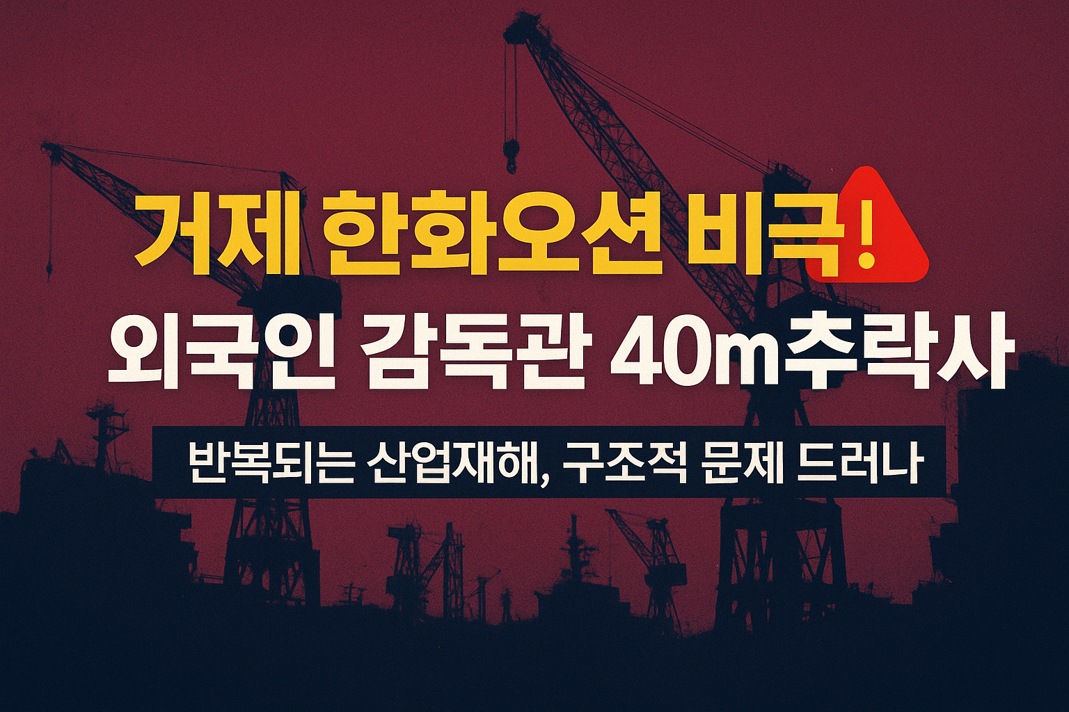 한화오션 거제 조선소, 브라질 감독관 추락사