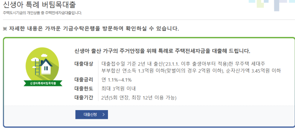 신생아 특례 대출 전세 한도, 금리, 대출 기간