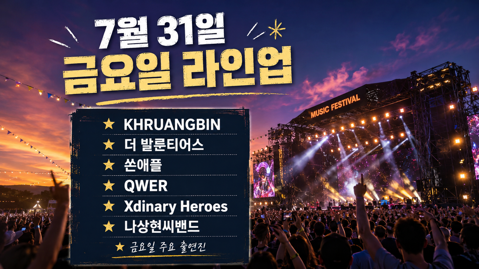 7월 31일 금요일 라인업