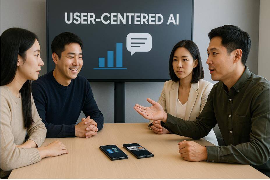 AI폰 경쟁이 사용자 경험 중심으로 발전하는 것을 상징하는 장면