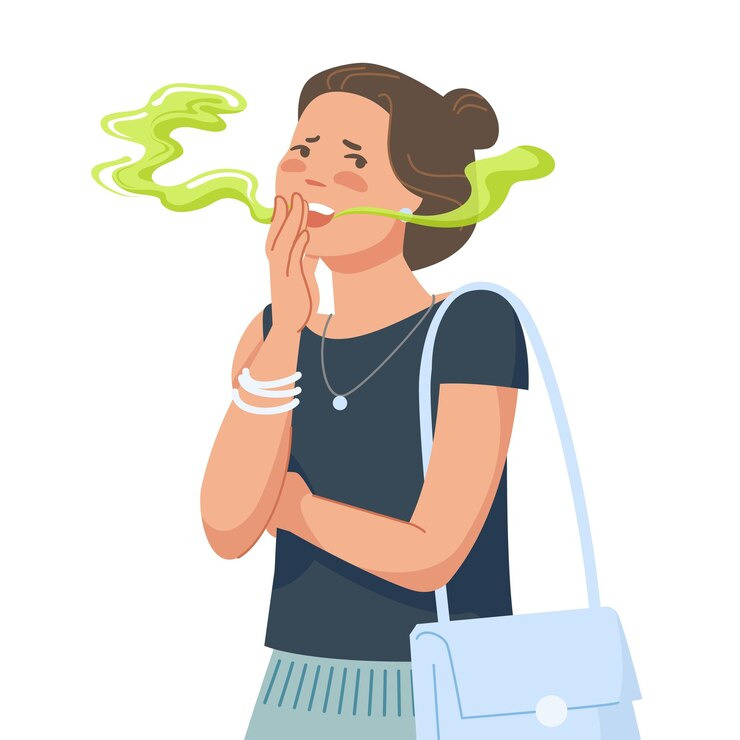 입냄새가 나고 있는 여성