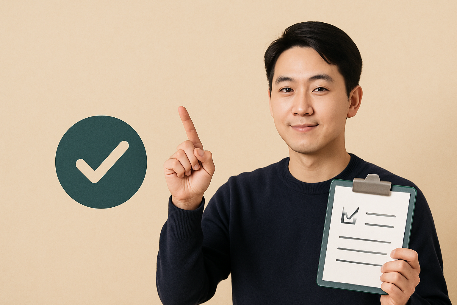 대입준비하는고등학생-체크표시가리킴-클립보드들고미소