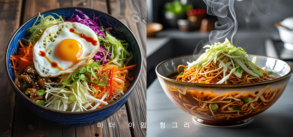 alt="양배추 라페 비빔밥, 비빔국수"