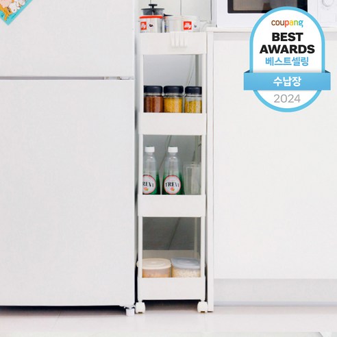 가쯔 이동식 트롤리 틈새 선반 수납장 4단 공간 활용법