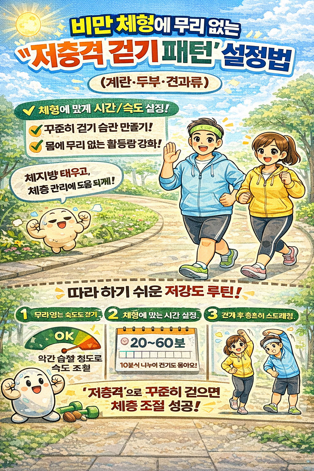 비만 체형에 무리 없는 &lsquo;저충격 걷기 패턴&rsquo; 설정법