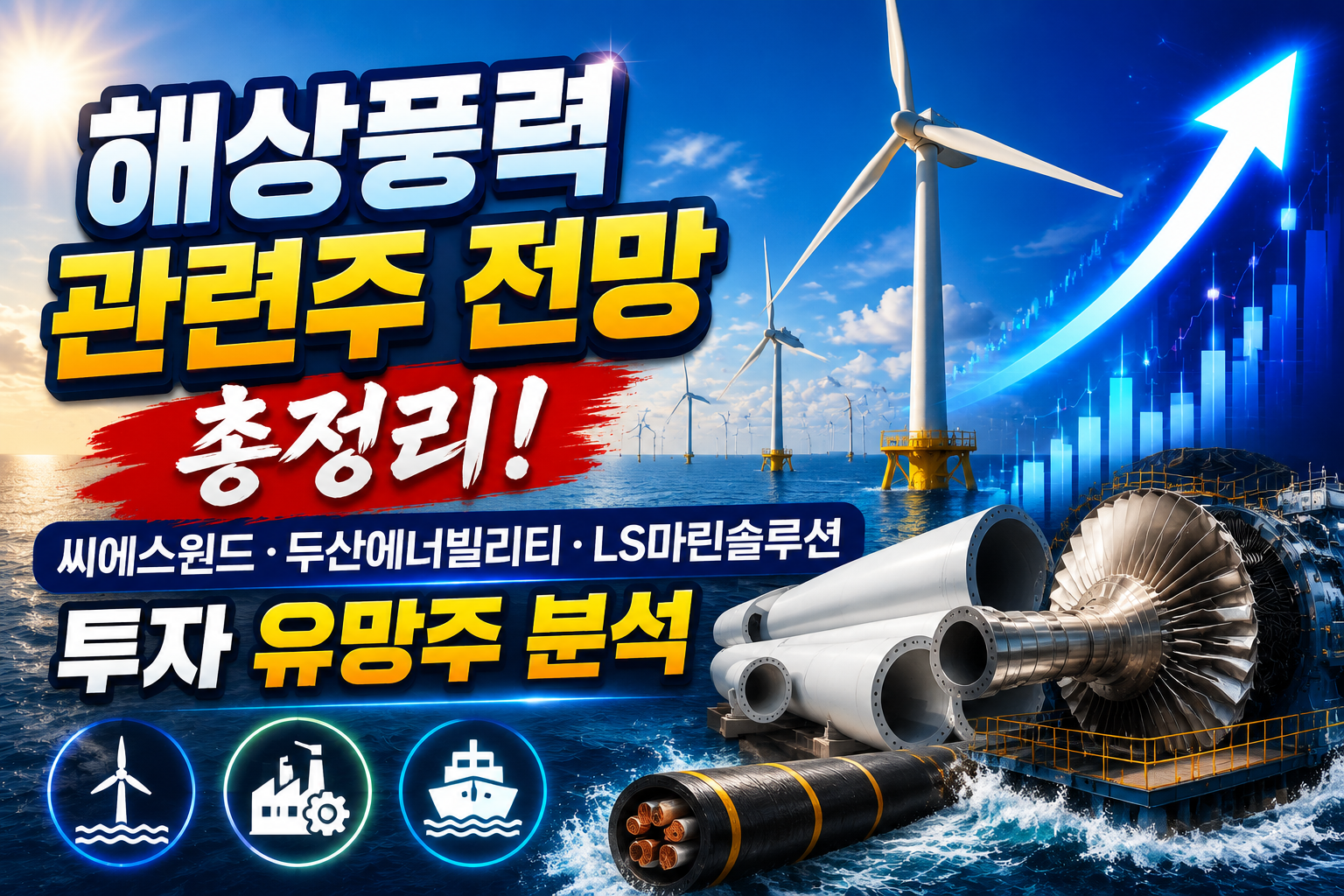 해상풍력 관련주 전망 총정리! 씨에스윈드·두산에너빌리티·LS마린솔루션 투자 유망주 분석 관련 사진