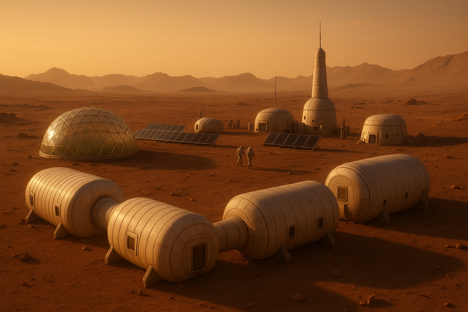 화성 표면에 건설된 미래의 인류 정착지