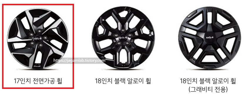 2025 쏘렌토 17인치, 18인치 휠 디자인