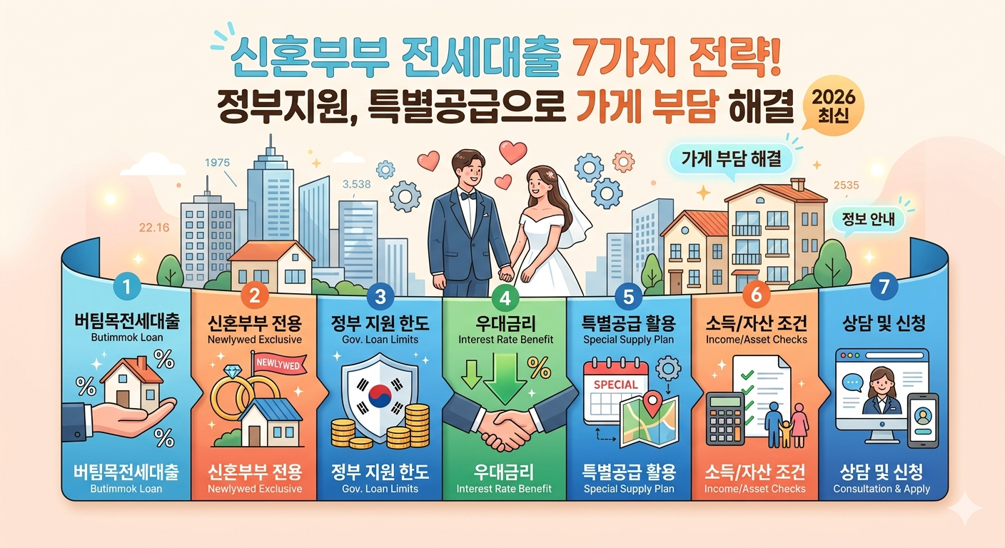 신혼부부 전세대출 7가지 전략! 정부지원, 특별공급으로 가게 부담 해결 (2026 최신)
