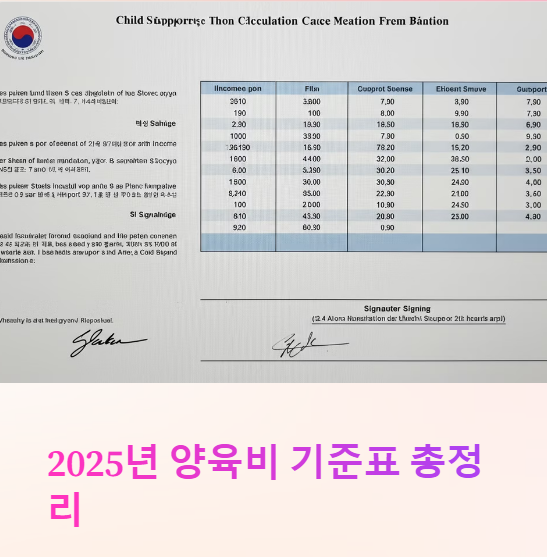 25년 양육비산정기준표