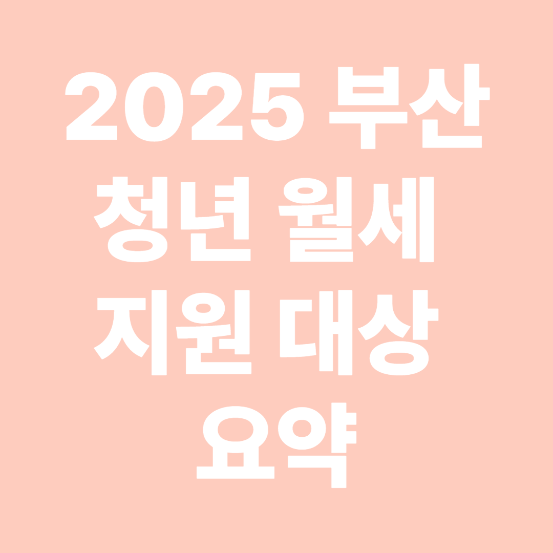 2025 부산 청년 월세 지원 대상 요약 – 주요 체크포인트는