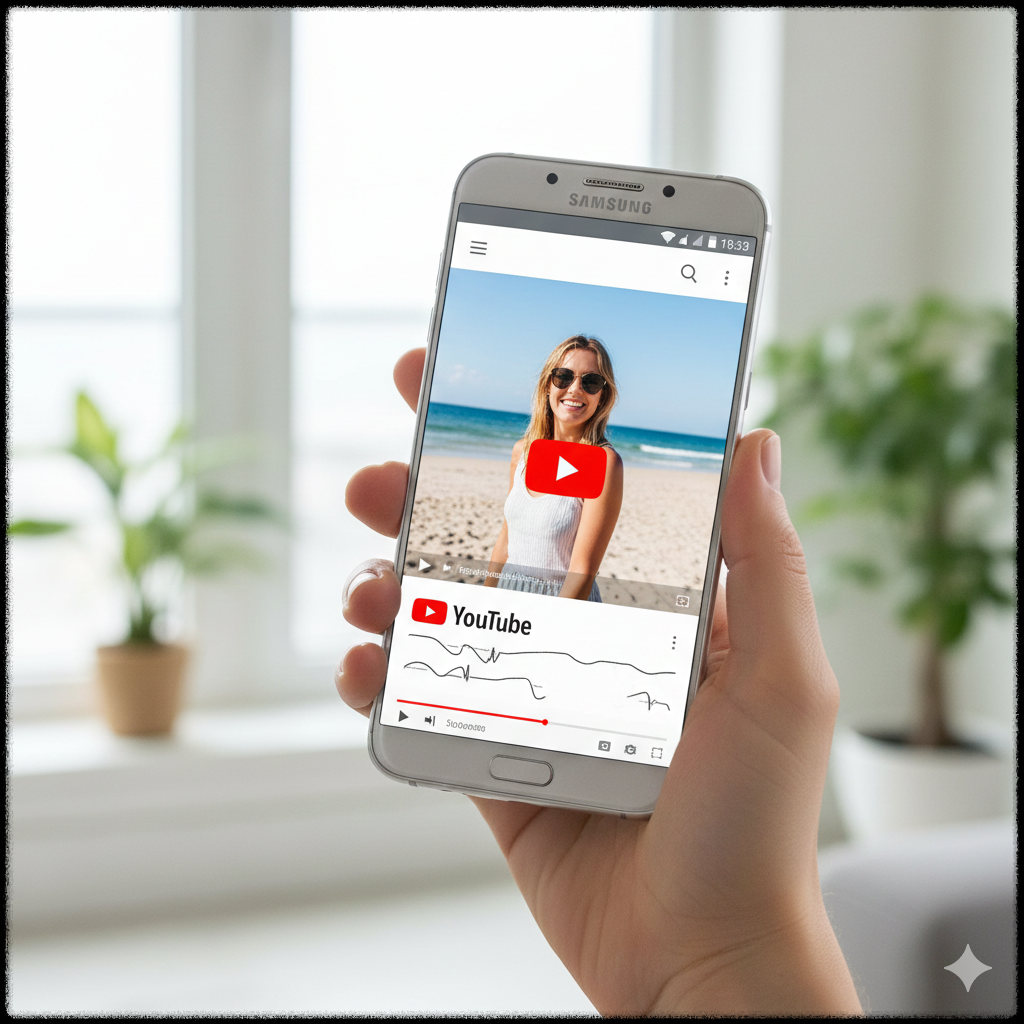 유튜브 영상이 끊김 없이 정상 재생되는 스마트폰 화면