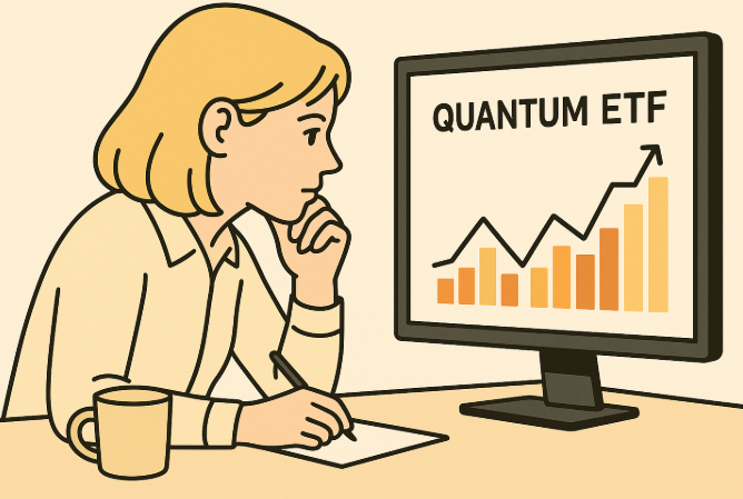 모니터를 보며 ETF 공부하는 여성 이미지