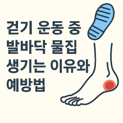 걷기 운동 중 발바닥 물집 발생 원인과 예방법을 설명하는 일러스트