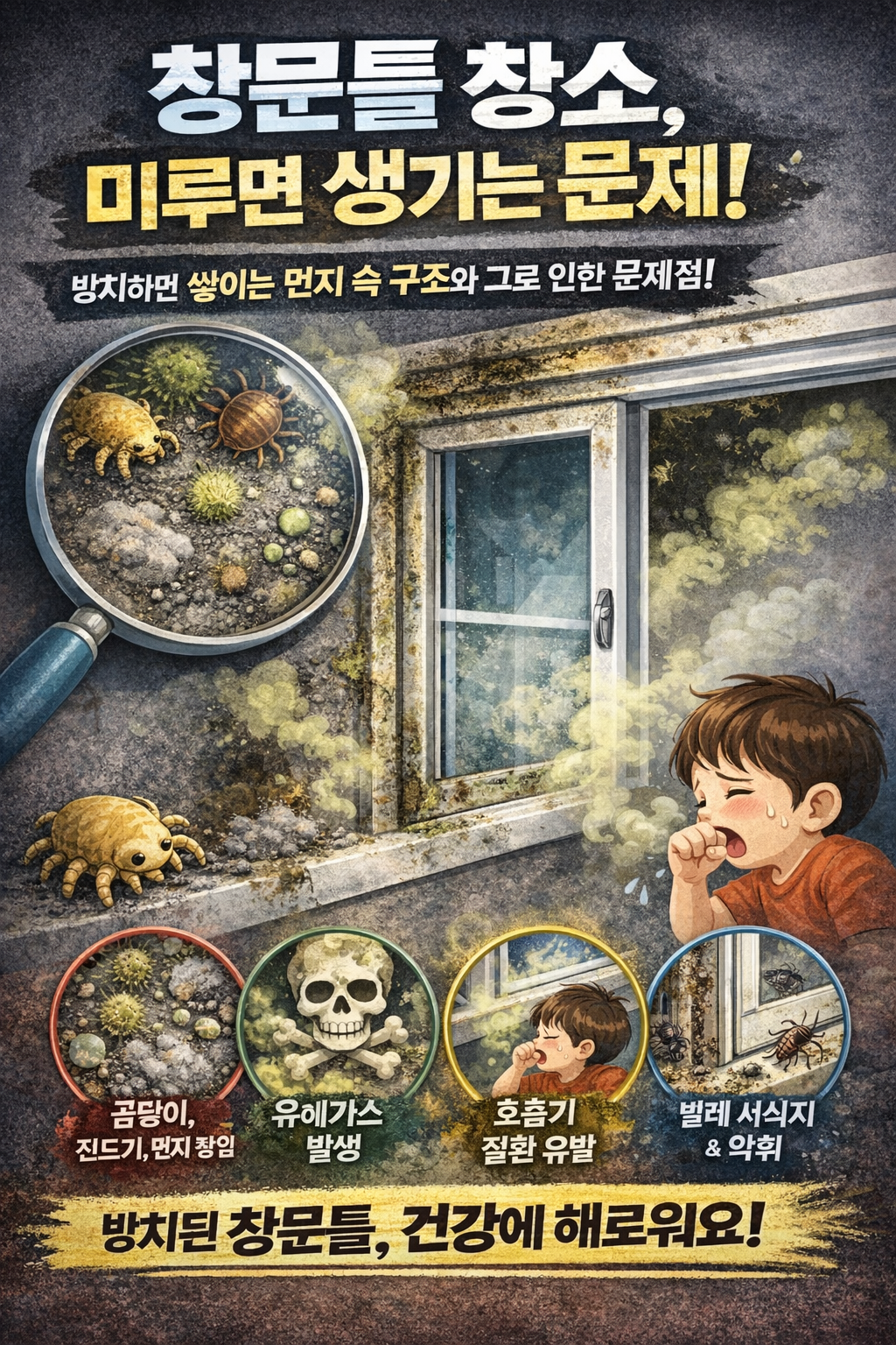 창문틀 청소를 미루면 생기는 문제와 먼지 쌓이는 구조